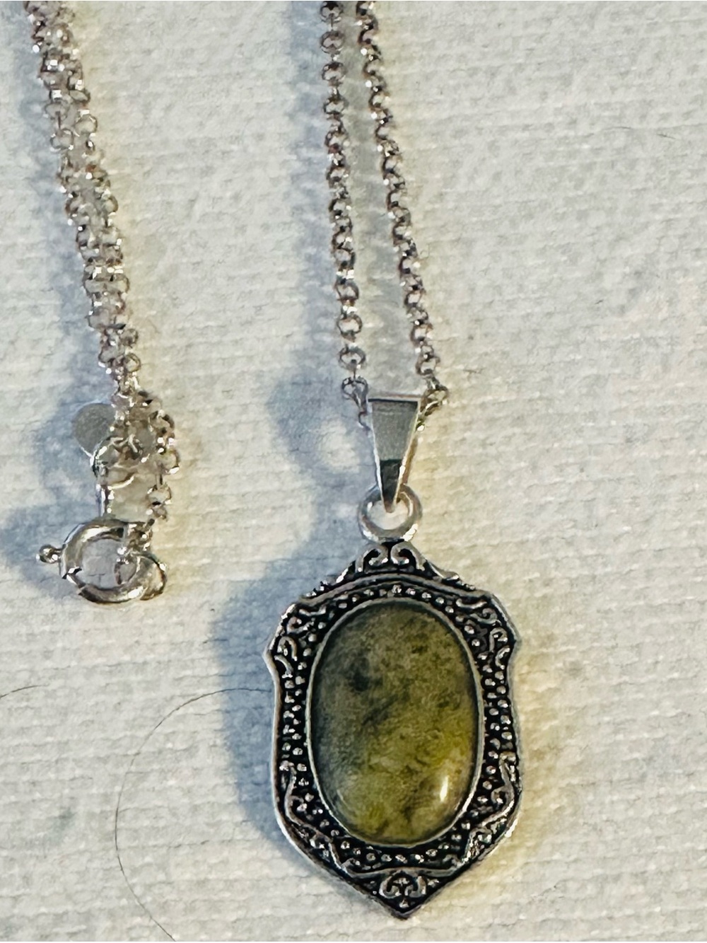 AUTHENTIC Connemara Marble Reversible Mother’s Love Sterling Silver Pendant Neck